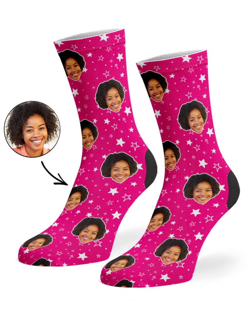 Hot Pink Star Pattern Socks