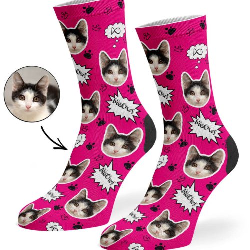 Hot Pink Your Cat Meow Socks