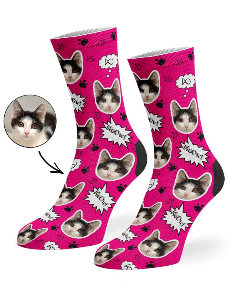 Hot Pink Your Cat Meow Socks