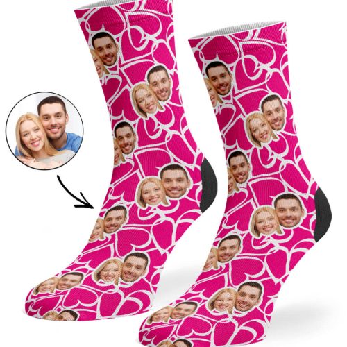 Hot Pinl Doodle Hearts Socks