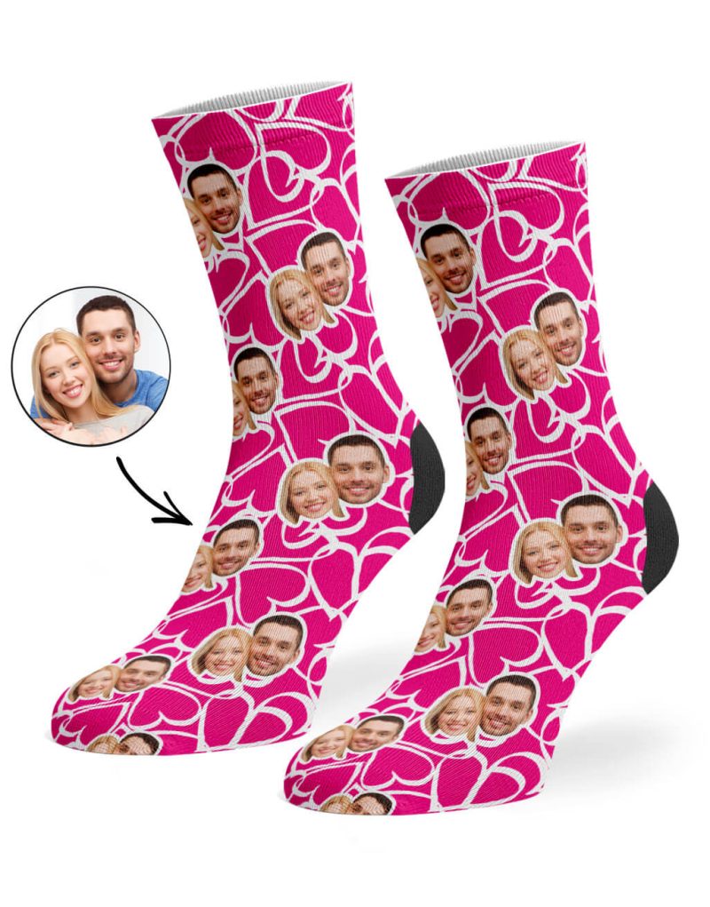 Hot Pinl Doodle Hearts Socks