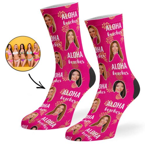 Hot Pink Aloha Beaches Socks