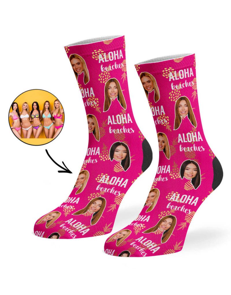 Hot Pink Aloha Beaches Socks