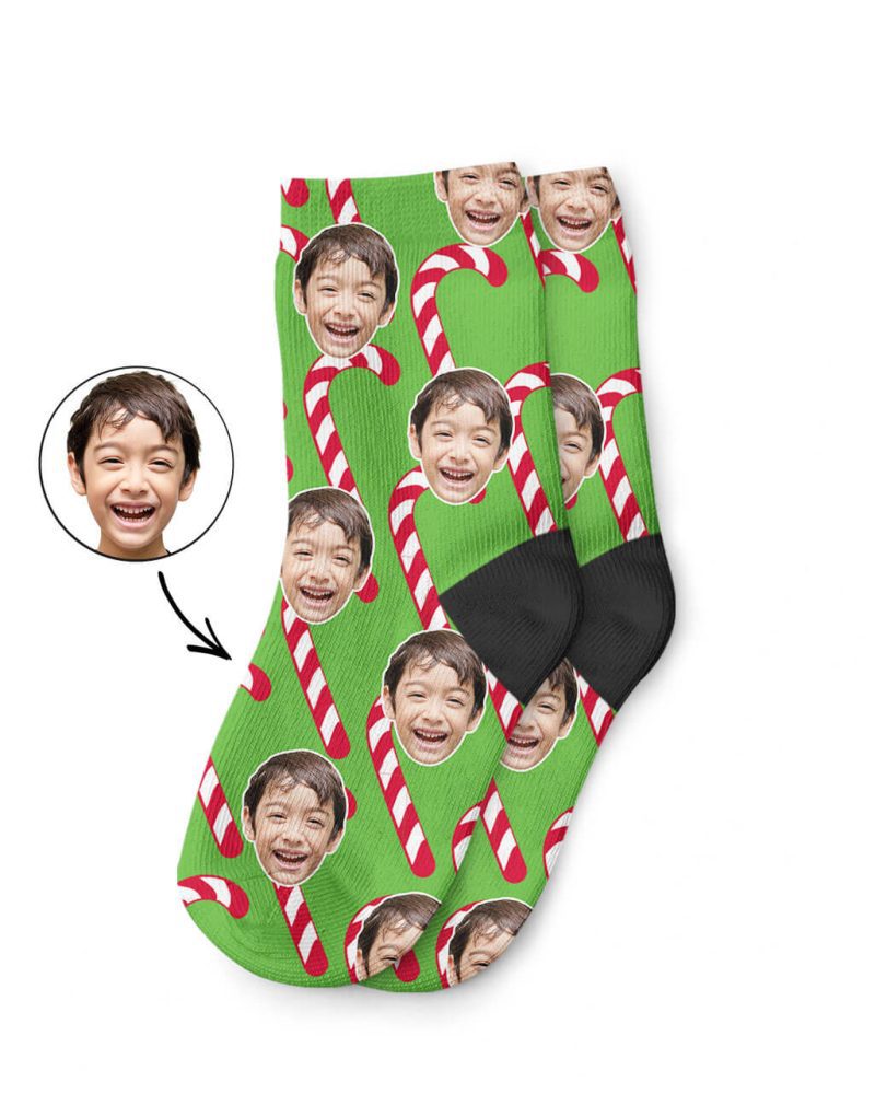 Custom Christmas Candy Cane Kids Socks