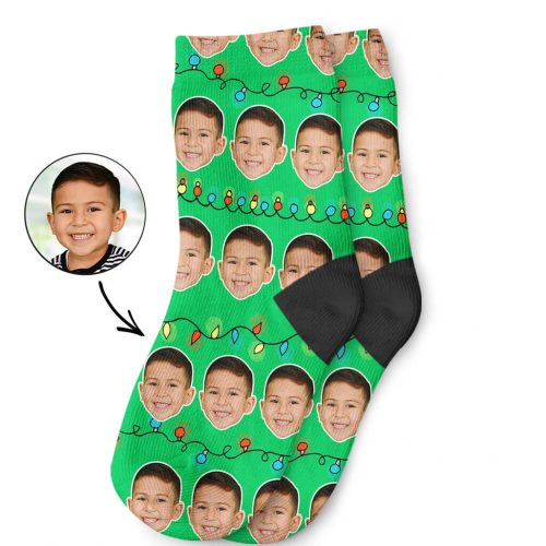 Custom Christmas Lights Kids Socks