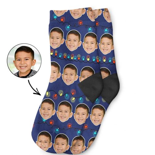 Christmas Lights Kids Face Socks