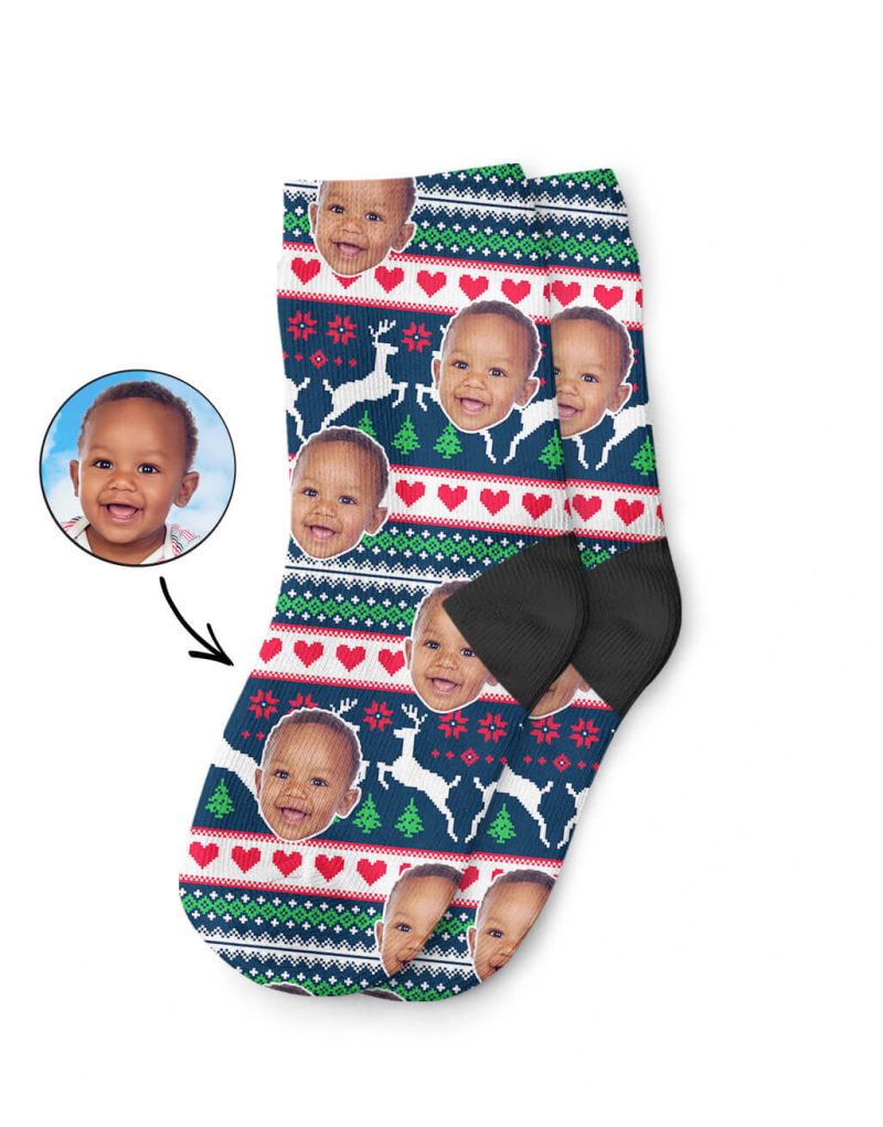 Custom Christmas Reindeer Kids Socks