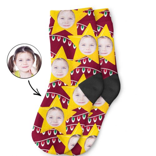 Your Face On Christmas Star Kids Socks