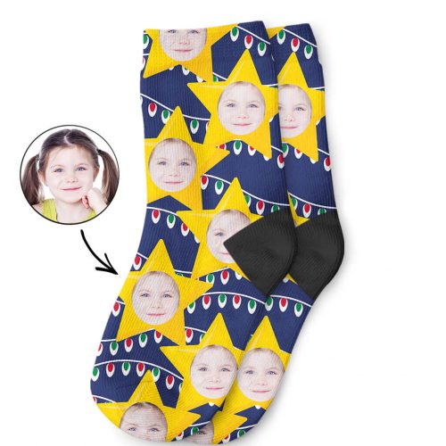 Navy Christmas Star Kids Socks