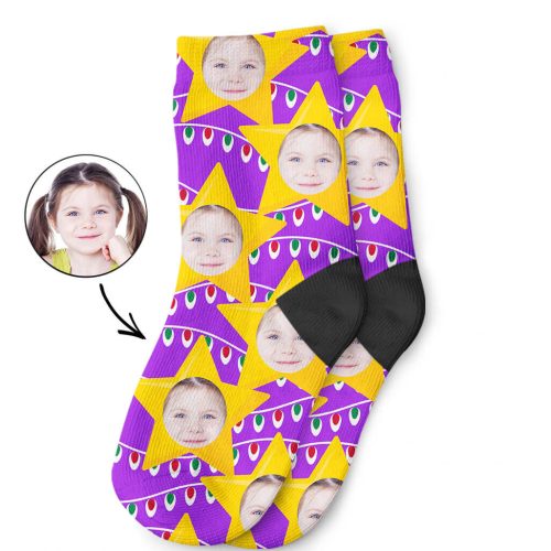 Christmas Star Kids Socks With Your Own Photo