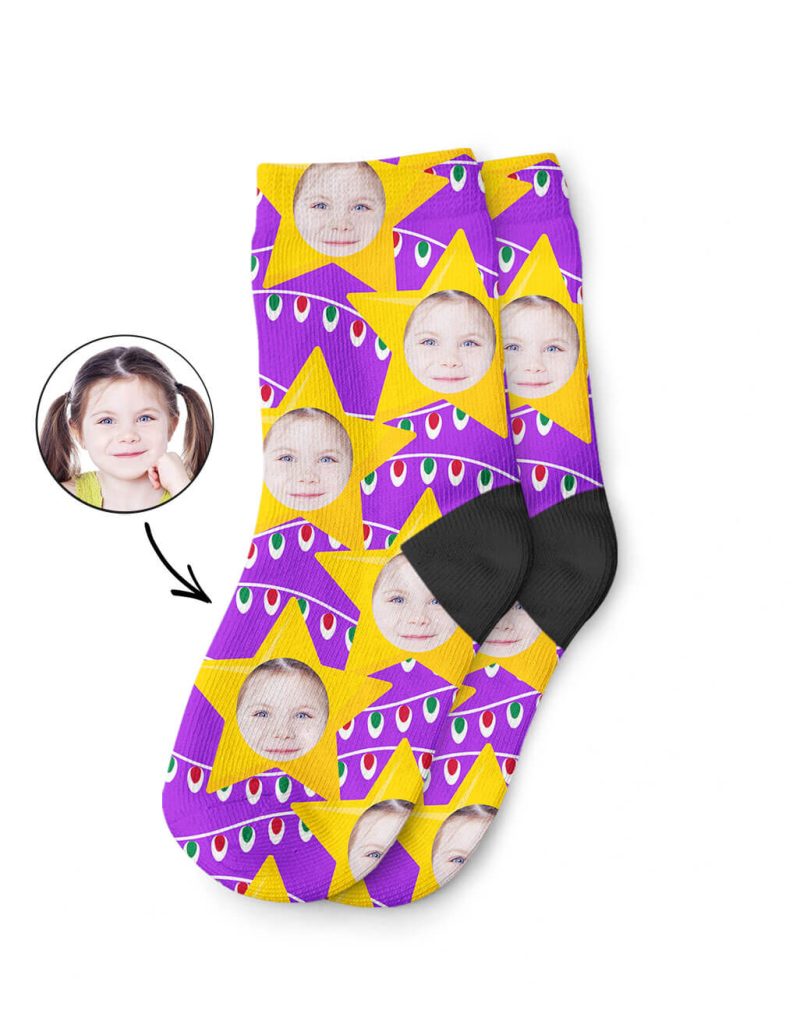 Christmas Star Kids Socks With Your Own Photo