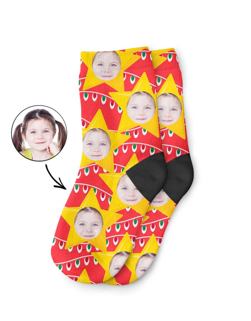 Christmas Star Kids Socks With Their Face