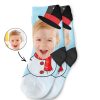 Snowman Face Kids Photo Socks