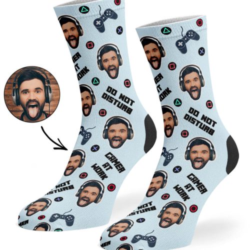 Lighrt Blue Gamer Face Socks