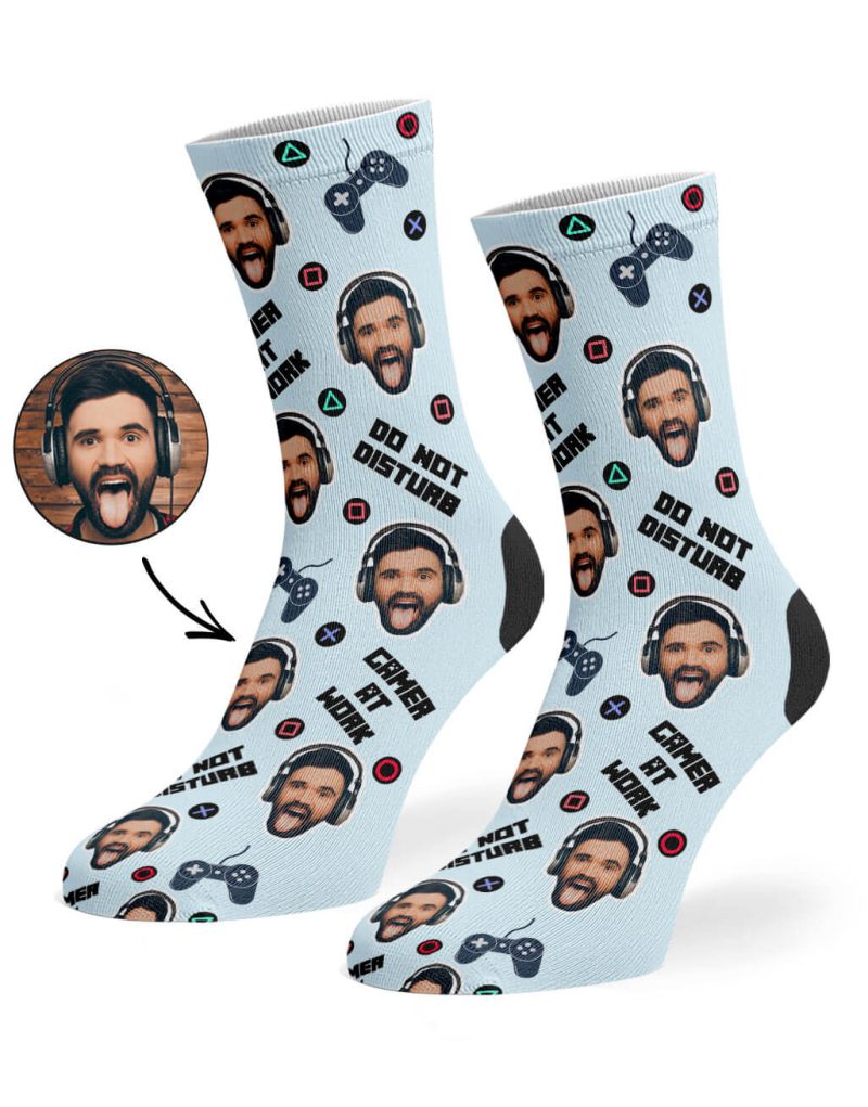 Lighrt Blue Gamer Face Socks