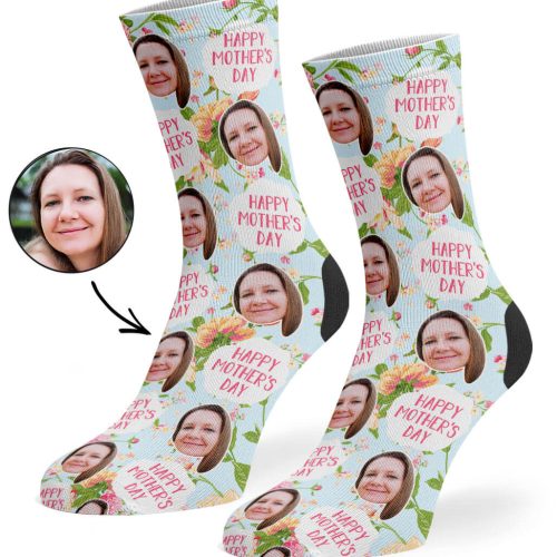 Light Blue Mother s Day Flower Socks