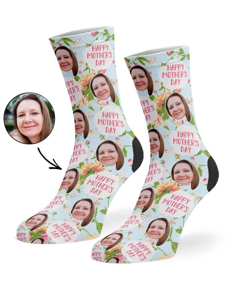 Light Blue Mother s Day Flower Socks