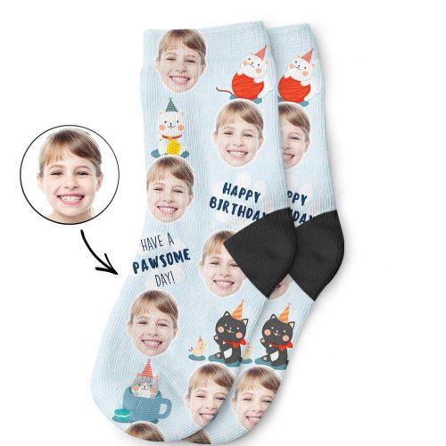 Pawsome Birthday Kids Face Socks