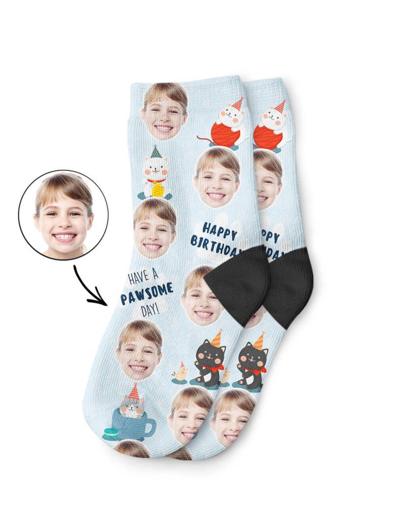 Pawsome Birthday Kids Face Socks