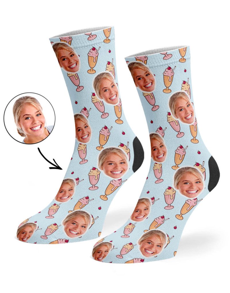 Light Blue Sundae Face Socks