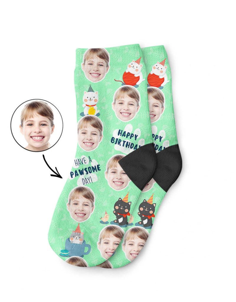 Pawsome Birthday Kids Photo Socks