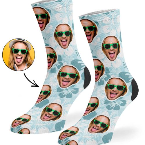 Light Blue Hawaiian Face Socks