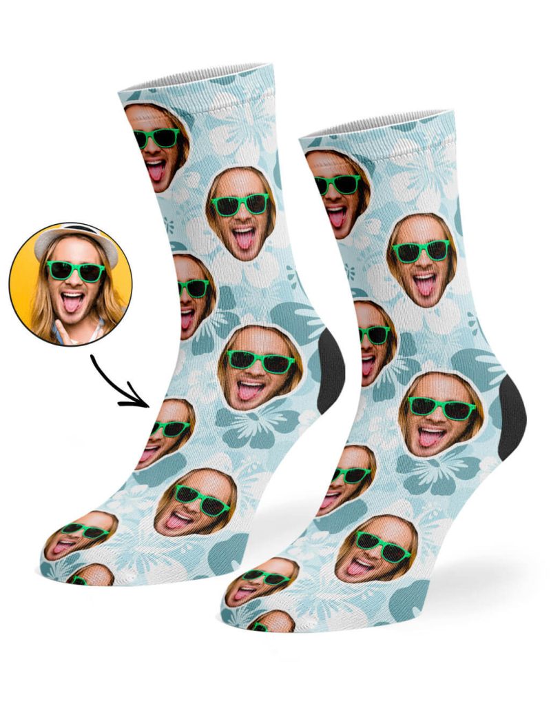 Light Blue Hawaiian Face Socks