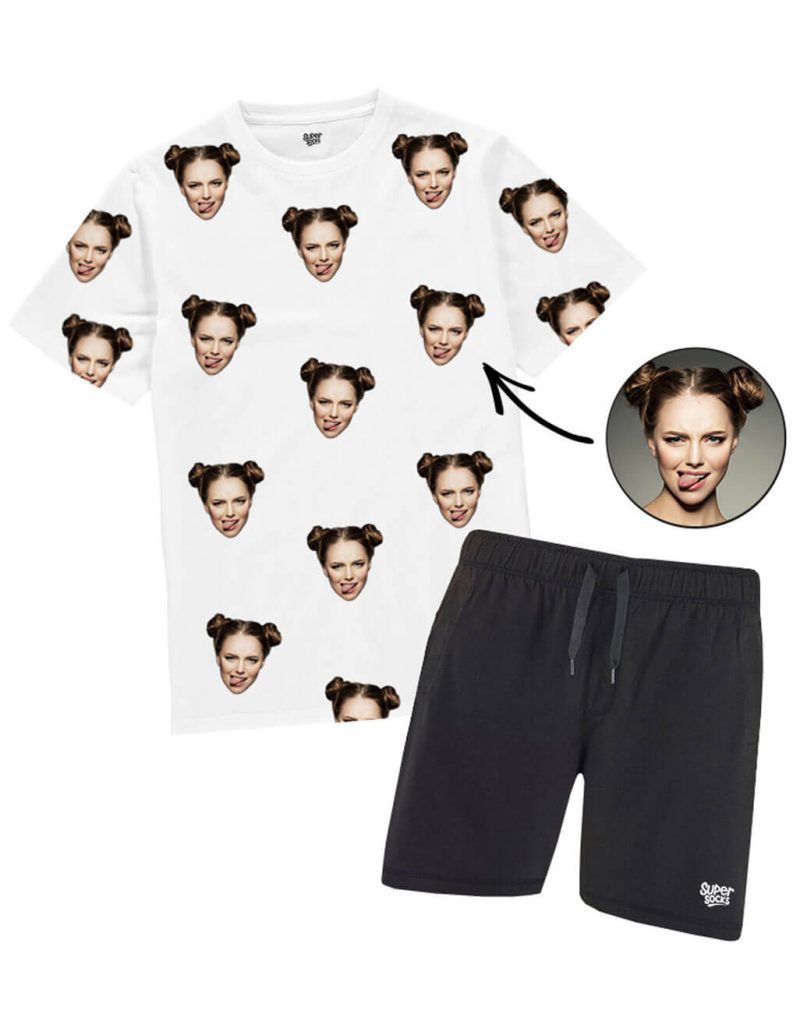 Mens Face PJs Black