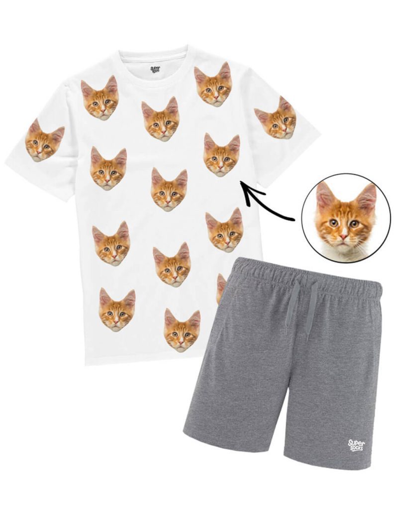 Mens Your Cat PJs Grey