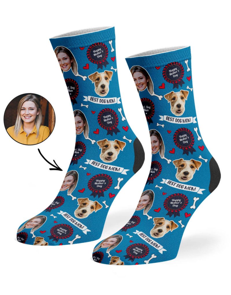 Mid Blue Best Dog Mom Socks