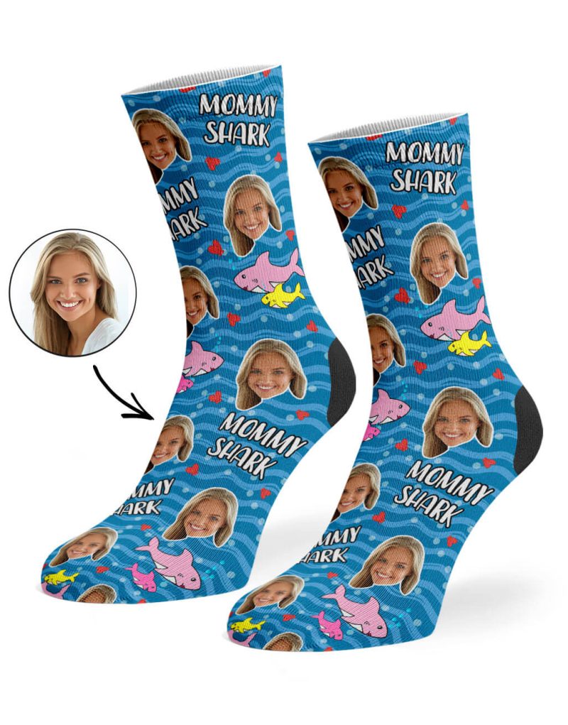 Mid Blue Mommy Shark Socks