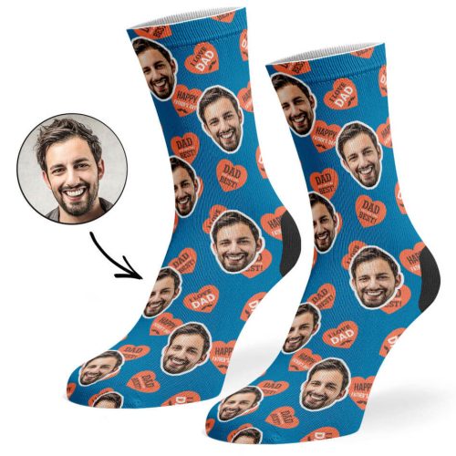 Mid Blue Dad Love Hearts Socks