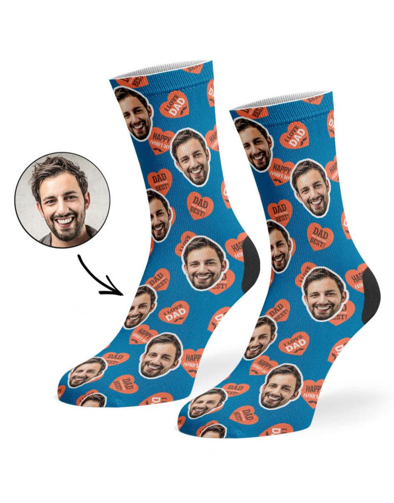 Mid Blue Dad Love Hearts Socks