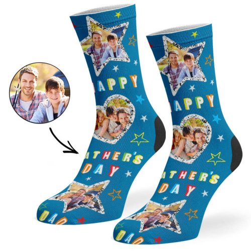 Mid Blue Happy Father s Day Collage Socks