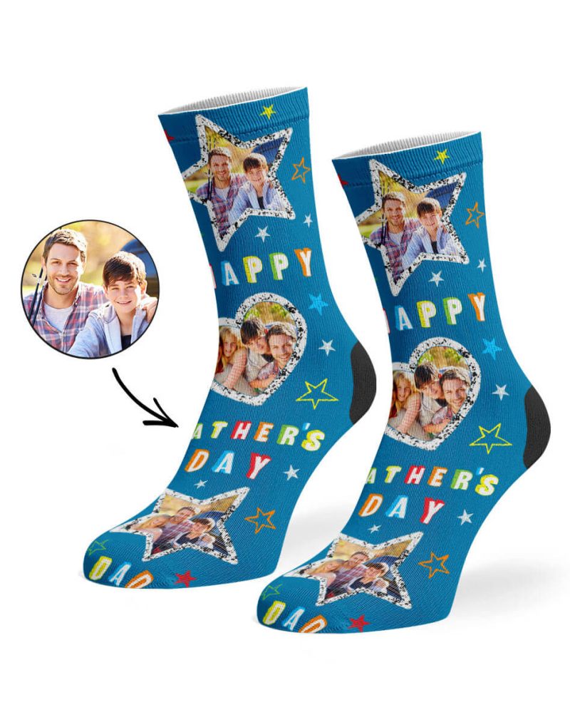 Mid Blue Happy Father s Day Collage Socks