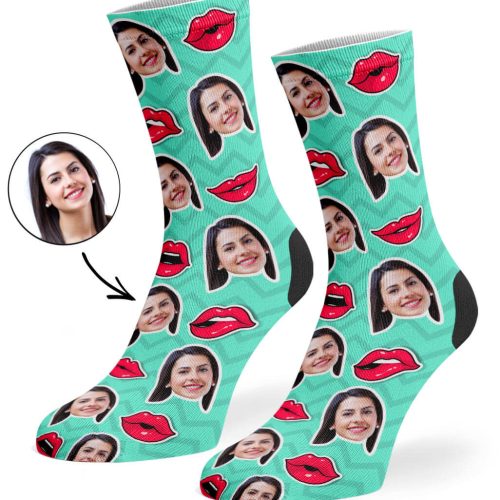 Mint Comic Lips Socks