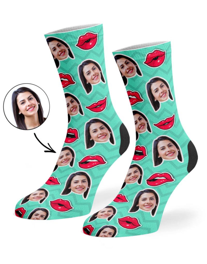 Mint Comic Lips Socks