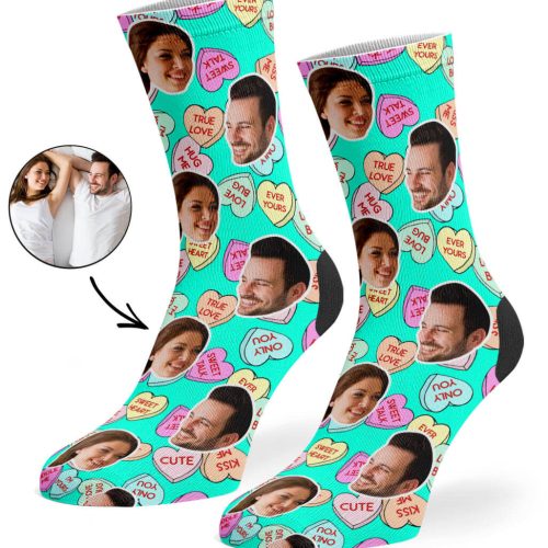 Mint Nice Love Hearts Socks