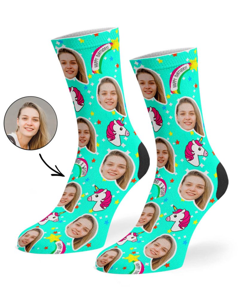 Mint Unicorn Birthday Socks