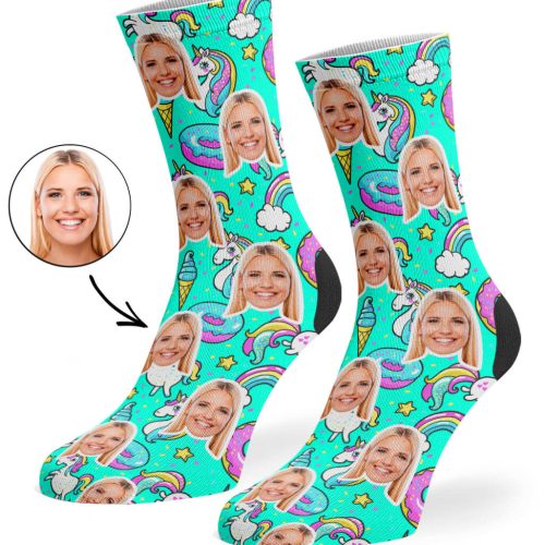 Mint Unicorn Donut Socks