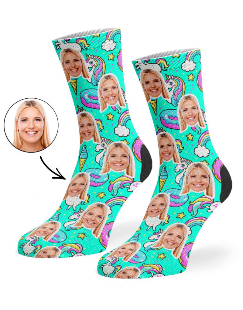 Mint Unicorn Donut Socks