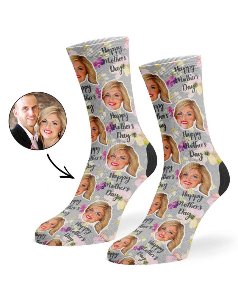 Mother s Day Floral Socks GREY