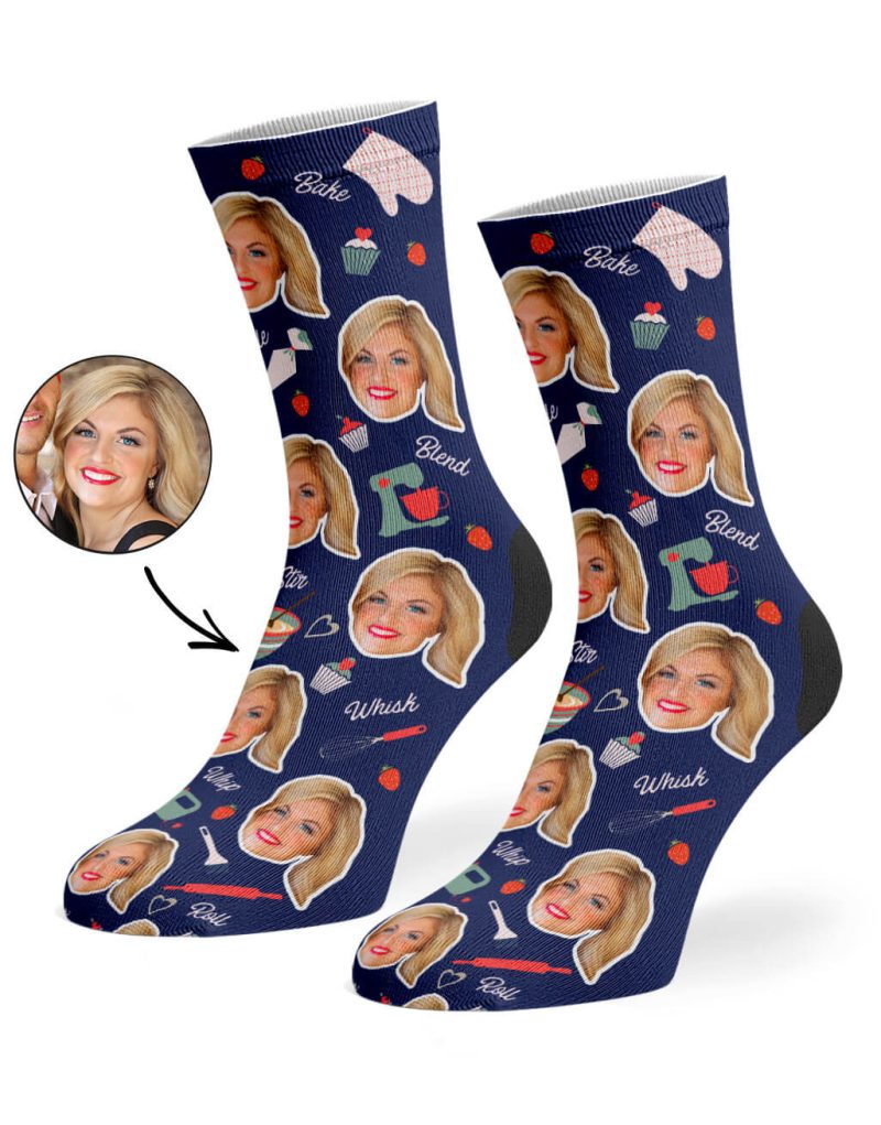 Navy Baker Face Socks