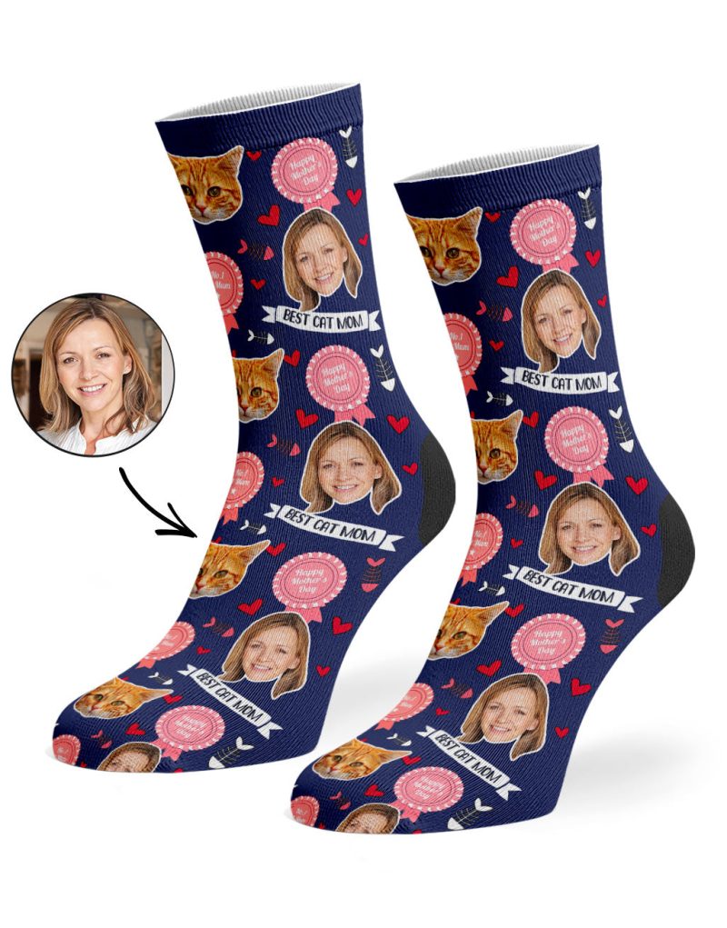 Navy Best Cat Mom Socks