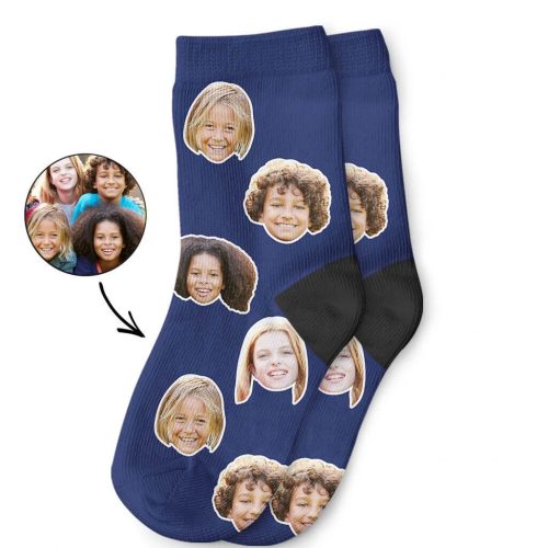 Navy Best Friend Face Kids Socks