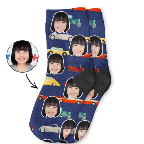 Navy Car Face Socks