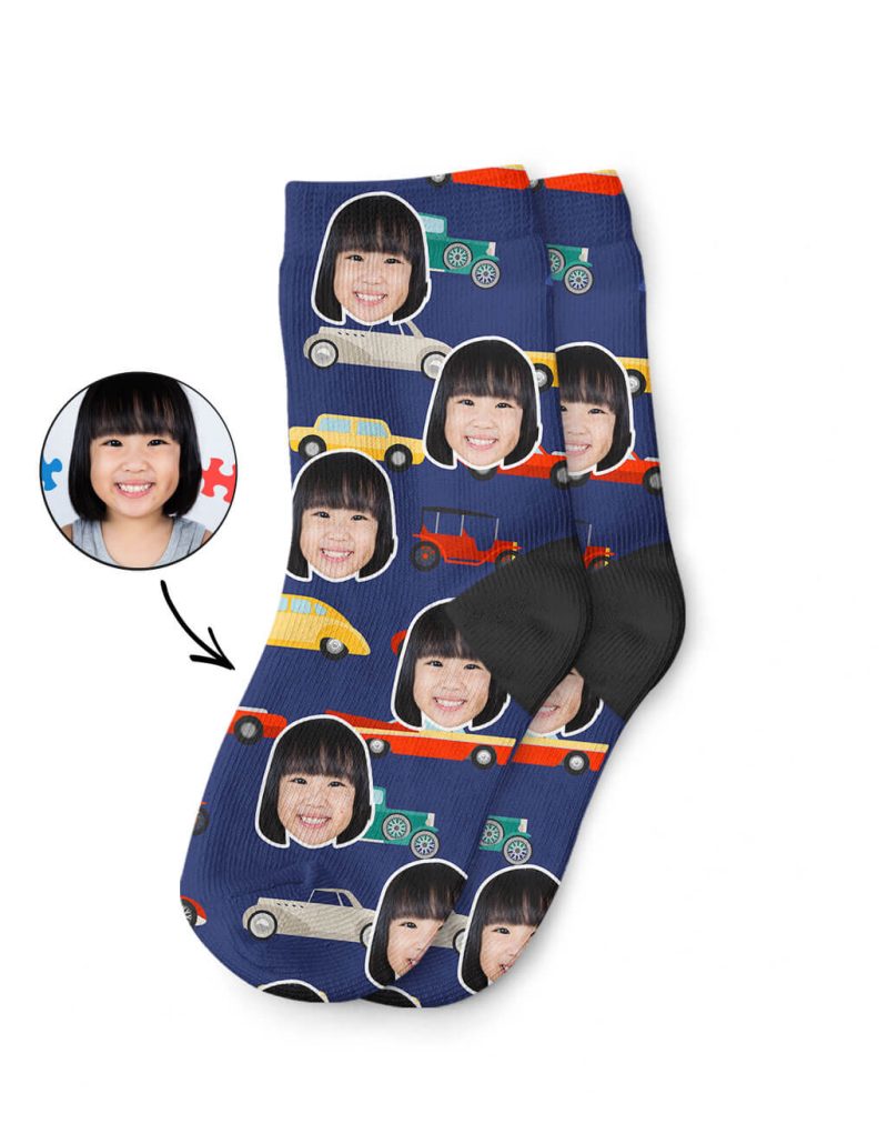 Navy Car Face Socks