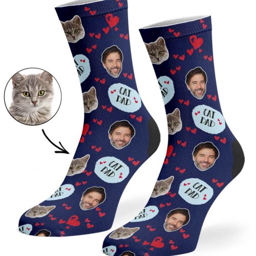 Navy Cat Dad Socks