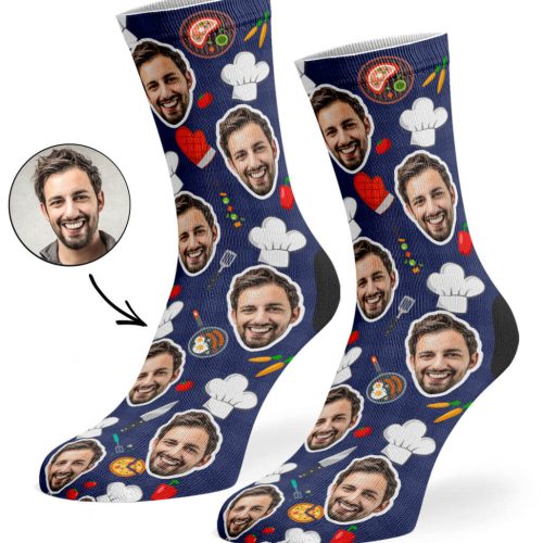 Navy Chef Face Socks