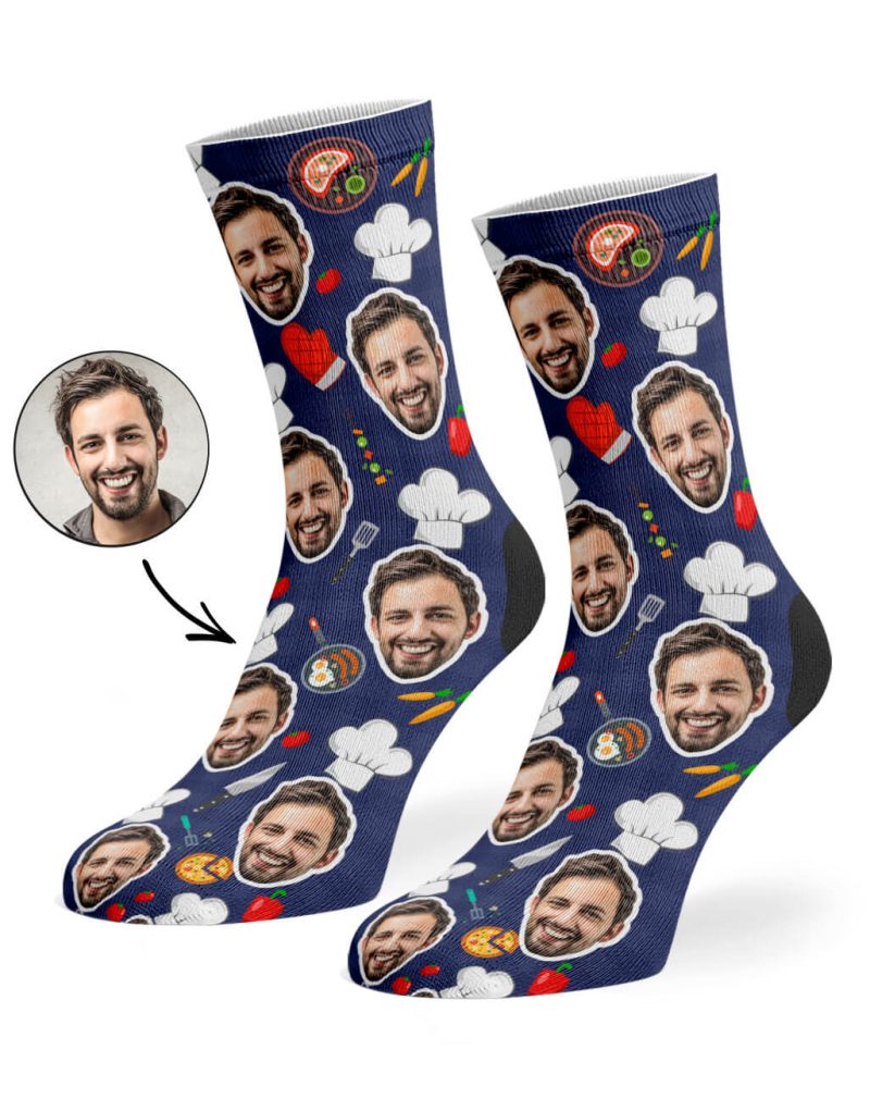 Navy Chef Face Socks